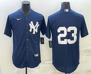 Mens New York Yankees #23 Don Mattingly Black Stitched Nike Cool Base Throwback Jersey->->MLB Jersey
